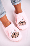 Women's Home Furry Mouse Slippers Pink Home Sweet Home