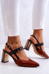 Fashionable leather pumps Maciejka 05498-29 Brown and Black