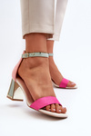 Suede Sandals with Stiletto Heel Fuchsia Pholia