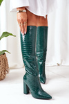 Insulated High Heel Knee Boots Green Larissa