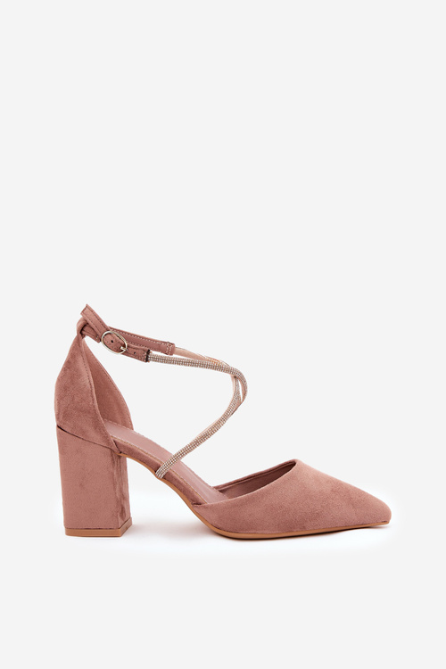 Pumps With Pointed Toes And Decorated Straps On A Heel Dark Beige Verithas