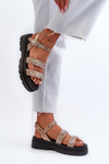 Women's Embellished Sandals Eco Leather Gold-Beige Arcida