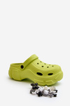 Foam Women's Lightweight Flip Flops on Chunky Sole Lime Matirra
