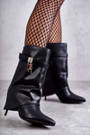 Leather Slip-On Boots On A High Heel Black Steffi 