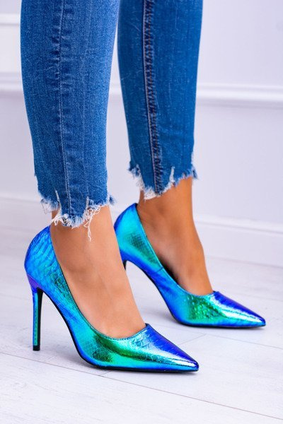 Lu Boo Petrol Iridescent Mylenn Stiletto Boots