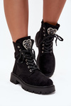 Ankle Boots Workery With Jewelry Decoration Insulated Eco Suede Black Miryssa