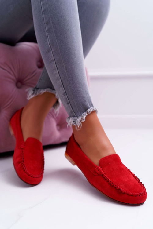 Sergio Leone Women's Suede Red Winted Moccasins