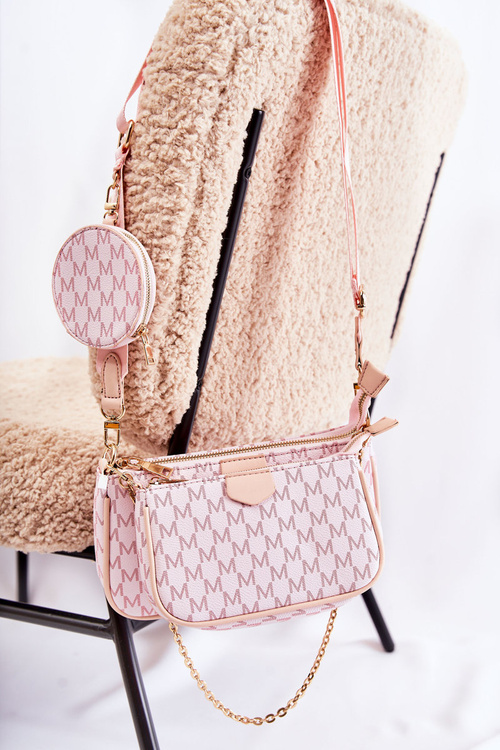 Torebka Listonoszka Portmonetka Damska 3w1 Różowa Bormea