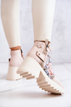 Leather boots on a massive post Maciejka Beige 05325-04