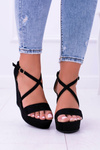 Women's Black Suede Anchor Sandals Eline