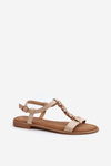 Flat Women's Sandals With Beige Decorations Muridia