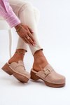 Women's Beige Slippers Clogs with Buckle Seprilla