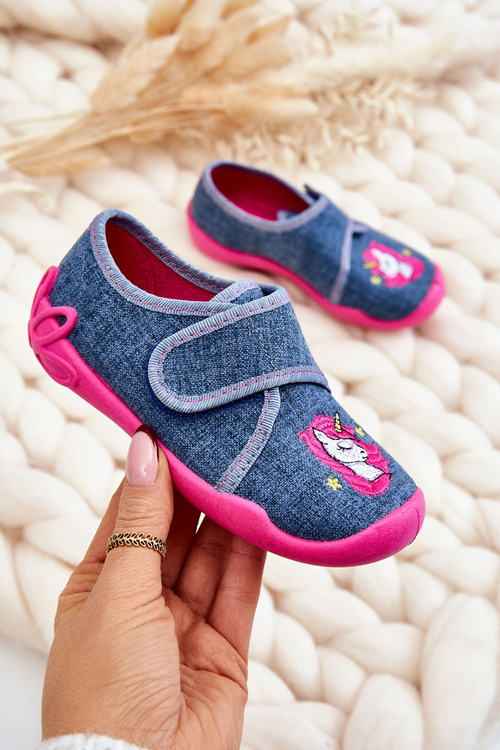 Papcie Dziecięce Jednorożec Niebiesko-Różowe Befado 122X016