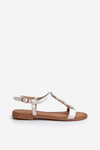 Women's Flat Sandals Made of White Eco Leather Jeritellia