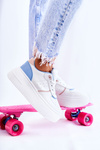 Buty Sportowe Sneakersy Damskie Wiązane Biało-Niebieskie Manila