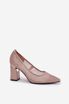 Embellished Mesh Heels On Heel Beige Vinceza 62211