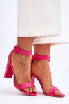 Sandałki Obcas Słupek Różowe Georgina