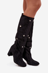 Women's insulated boots on a heel with decorative details black Lucinda