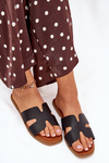 Women's Flat Sandals With Cutouts Black Salyra