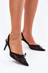 Lace Stiletto Heels With Open Back Black Annivirae