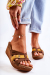 Women's Slippers On Wedge Inblu EN000024 Brown-Yellow