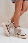 Women's Snow Boots With Embroidery On Platform Light Beige Naleris