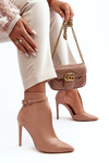 Women's Leather Heels on Stiletto Beige Amalundi