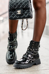 Women's Embellished Glossy Boots Chelsea Black Sibenna