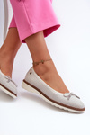 Women's Cutout Ballerina Flats Made of Genuine Leather Maciejka P6509-11 White