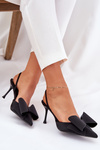 High Heels With Open Heels And Bow Black Eklevia