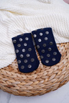Women's Christmas Socks Anti-Slip Navy Blue with Santa Claus