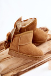 Girls' Warm Snow Boots With Bows Camel Meriva