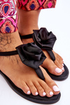 Women's Flip Flops With Fabric Rose Black Carisma