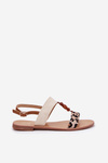 Flat Women Sandals With Beads Leopard Beige Virona