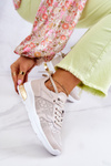 Leather Women's Wedge Sneakers Beige Phiness
