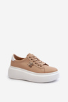 Brown Women's Leather Platform Sneakers Pernalia