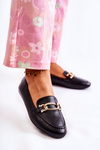Leather Loafers With Decoration Black Millario