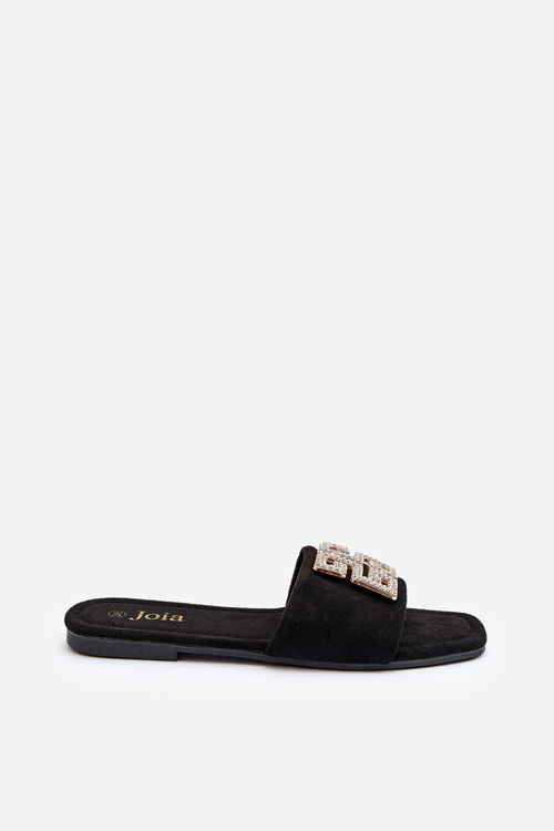 Women's Flat Sandals with Decoration Black Inaile