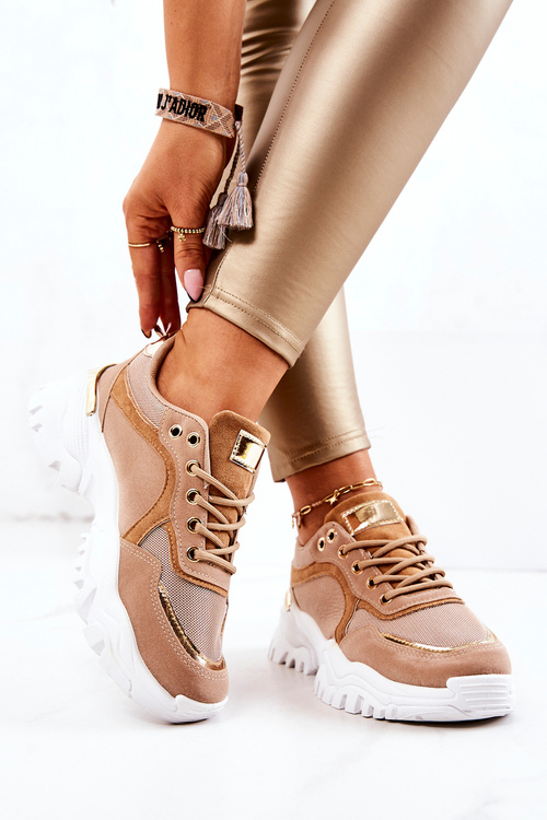 Buty Sportowe Sneakersy Na Masywnej Podeszwie Brązowe Sallie