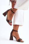 Leather Sandals On Triangle Heel Laura Messi 2595 Brown