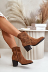 Boots With Perforated Shaft On Heel Eco Suede Brown Nevishiia