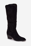 Women's Cowboy Boots With Heel Made Of Eco Suede Black Esmira
