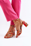 Patterned Orange Sandals with Heel Jenglla