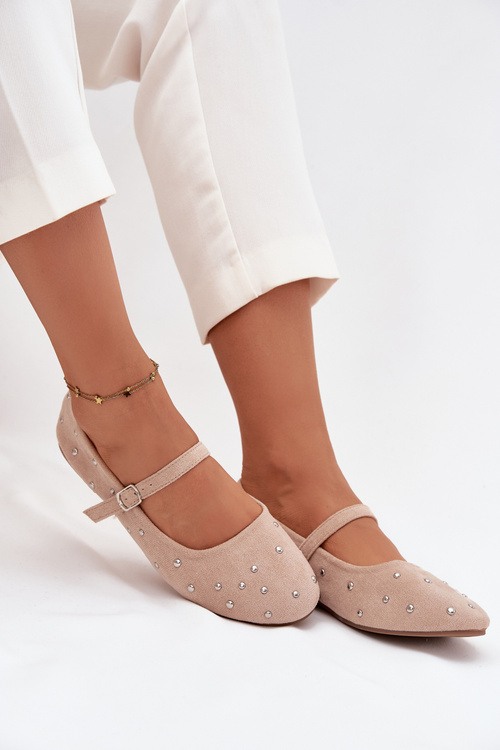 Embellished Women's Ballerinas With Strap Pink Olivisse