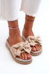 Women's Platform Sandals with Bow Beige Aflia