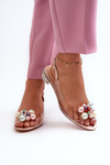 Transparent sandals with low heel and pink gold ornament D&A MR38-368
