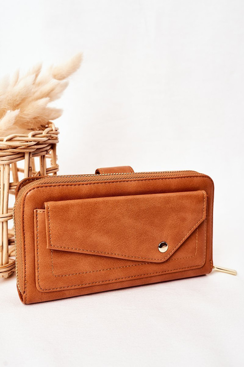Large Women's Wallet With A Pocket Brown