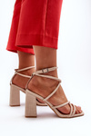 Beige Strappy Wedge Sandals Herfiana
