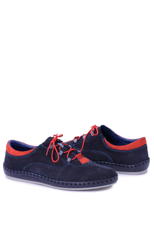 Men's Leather Casual Half Shoes Navy Blue Bill
