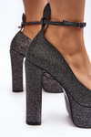 Black Glitter High Heel Pumps Mommoi